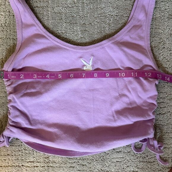 PACSUN PLAYBOY Women's Lavender Crop Tank Top with Side Ties Size Medium - Picture 5 of 6